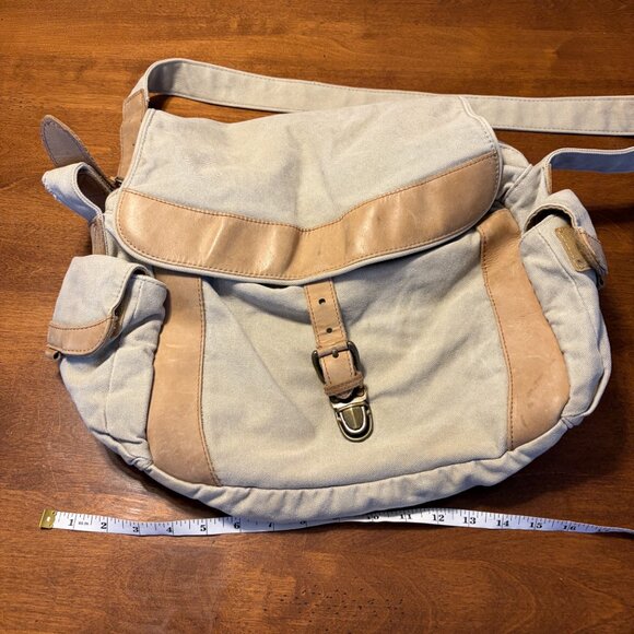 Vintage L.L. Bean messenger bag canvas leather buckle crossbody - Picture 13 of 14